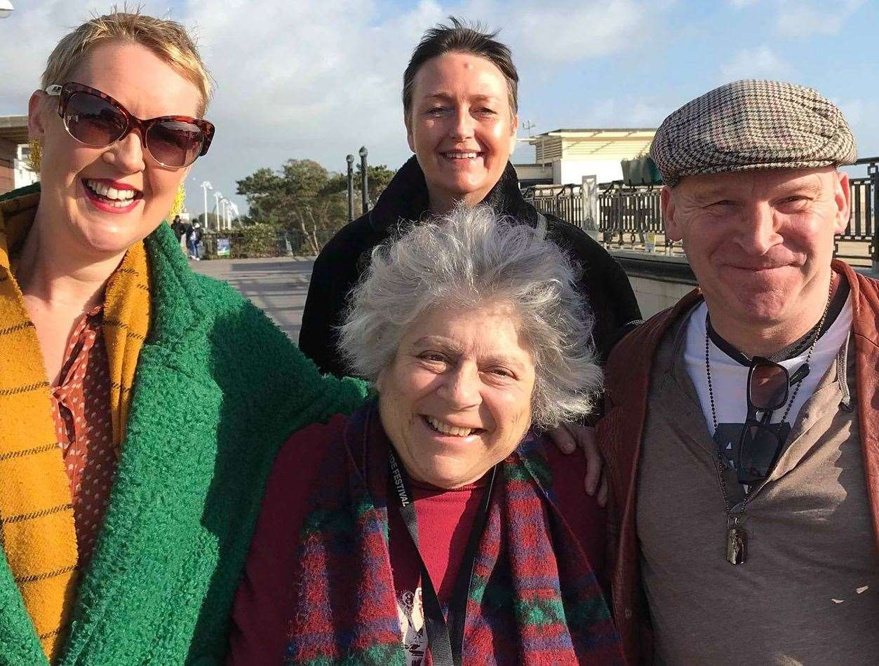 Miriam Margolyes came to Folkestone to support the Leas Pavilion earlier this year. Pictured with members of Friends of the Leas Pavilion