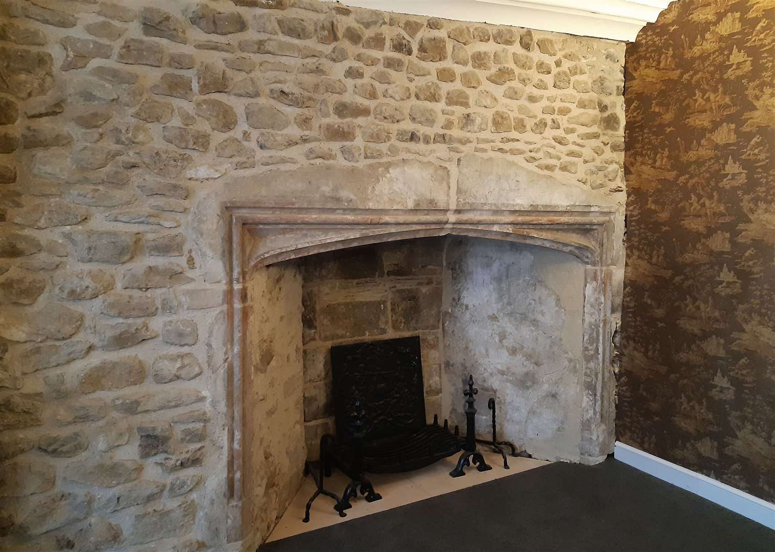 The Tudor fireplace discovered during the renovation work