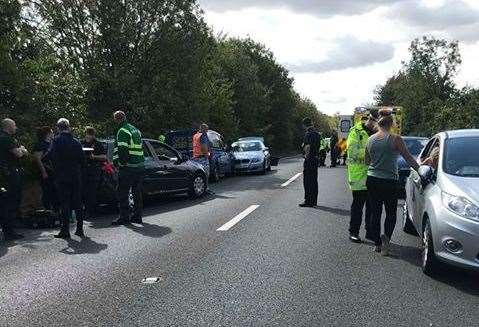 The A2070 was closed for up to two hours while emergency services cleared the scene (16024721)