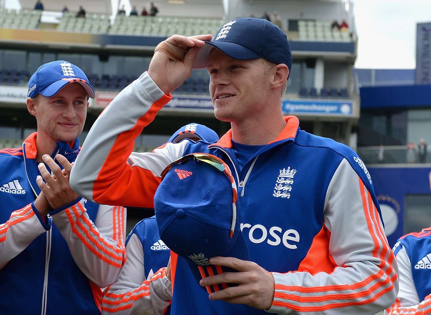 Sam Billings is presented with his England cap at Edgbaston Picture: Gareth Copley/Getty Images