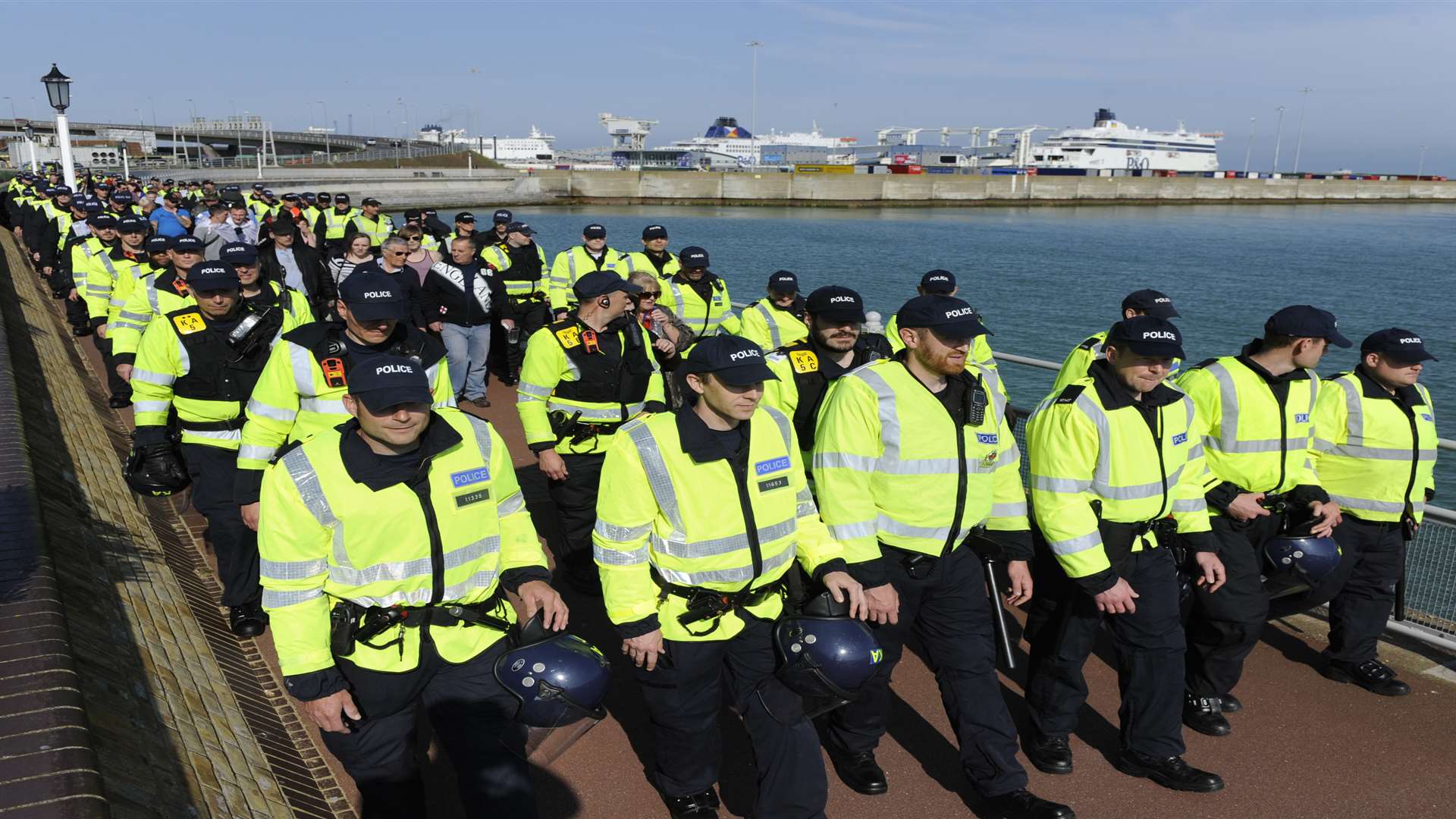 Police led the march in Dover