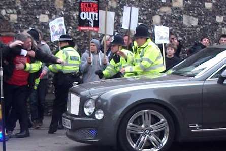 Protestor Jonathan Elliott lunged at a car carrying Prince Charles