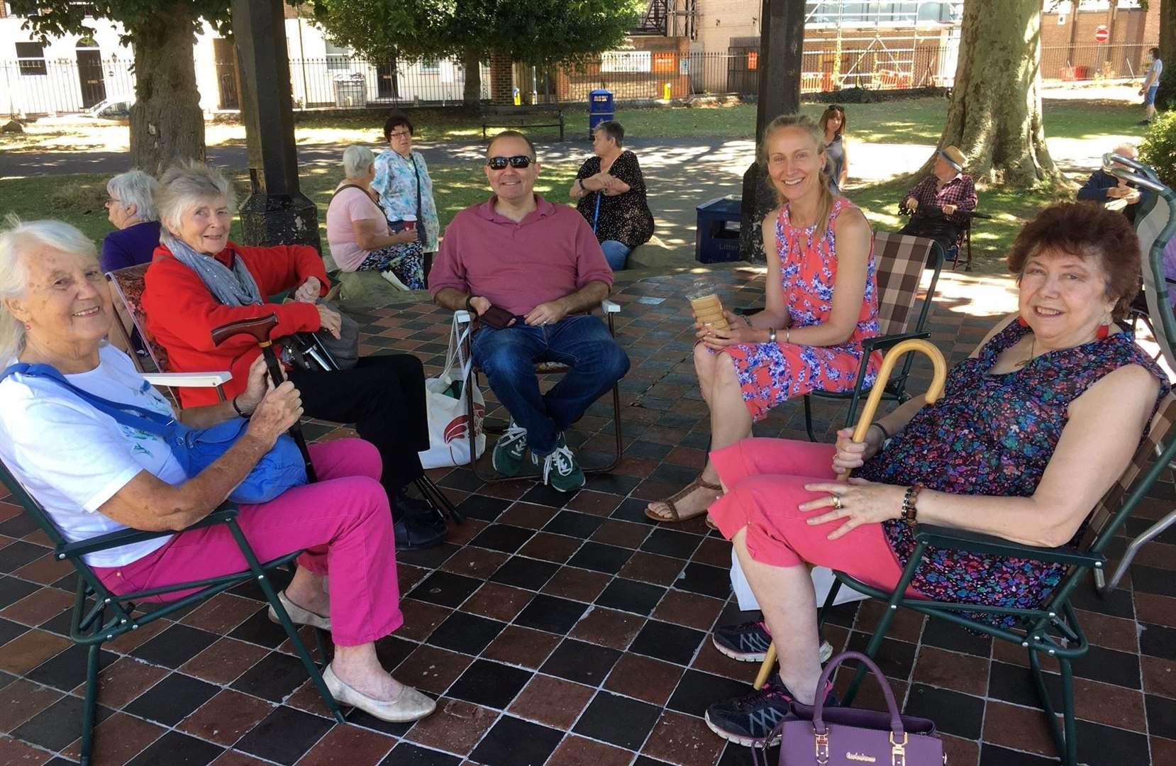 A meet-up in Maidstone's Brenchley Gardens organised by Wendy Pfeiffer and Diane Bromley prior to the introduction of the 'rule of six'
