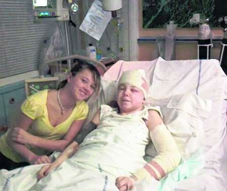 Kerri visiting her friend Charlotte in hospital