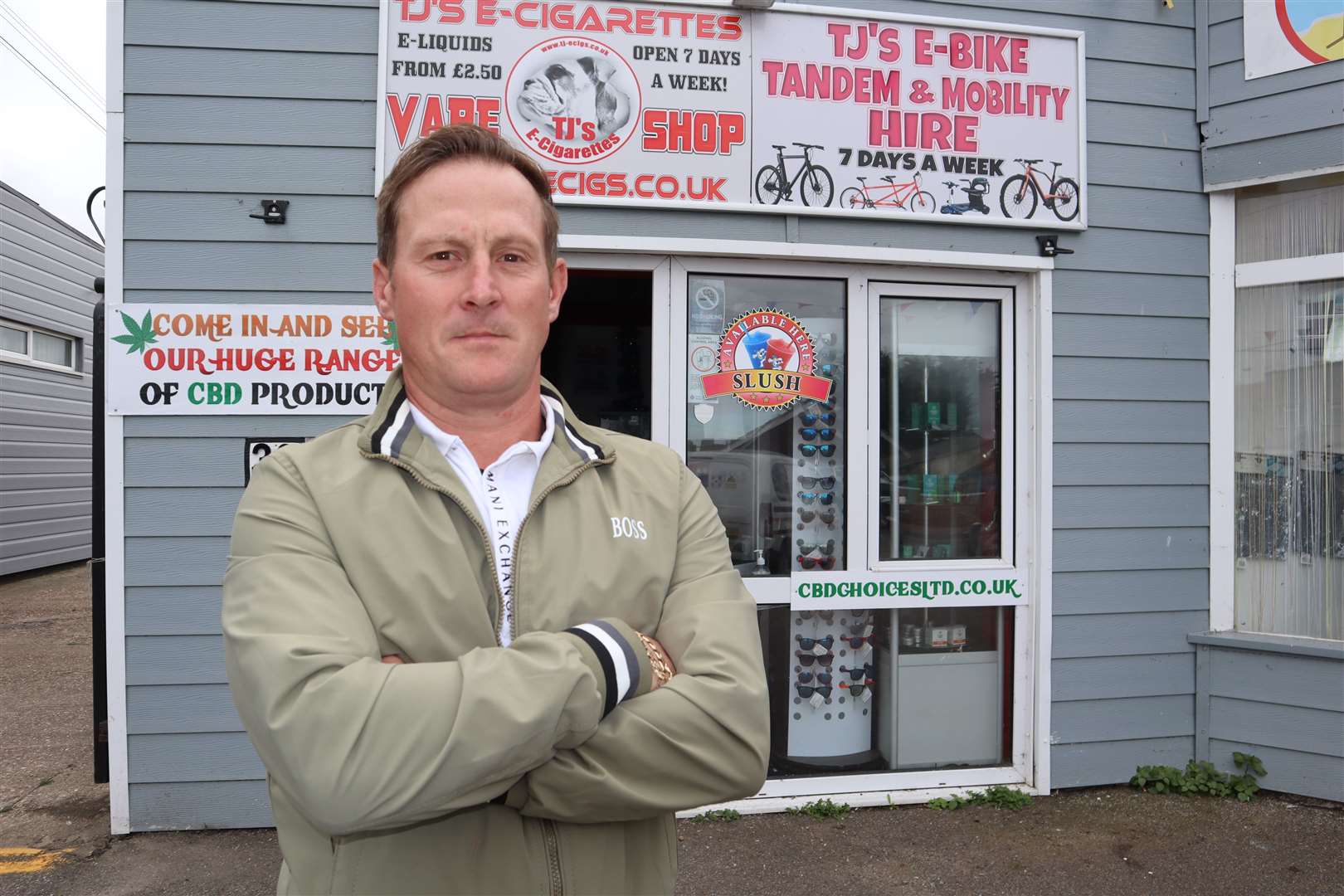 Vape shop owner Terry Utting outside his Leysdown store