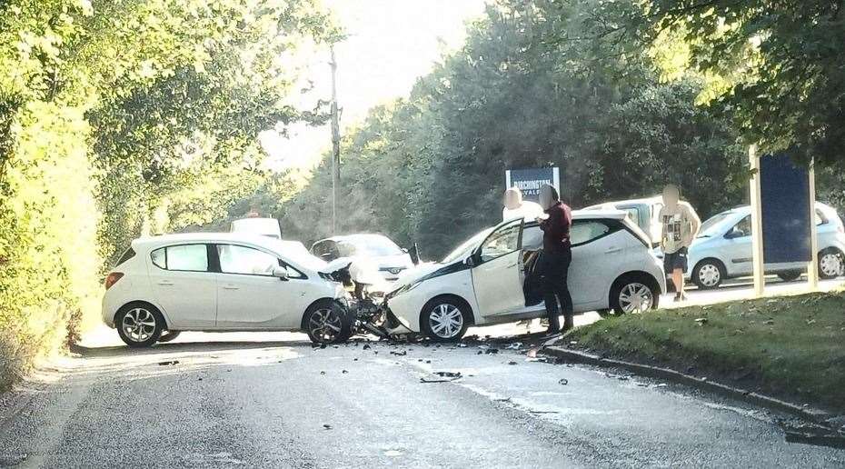 Emergency services were called to attend a two-car collision in Birchington this morning. Photo: Ronald Michael