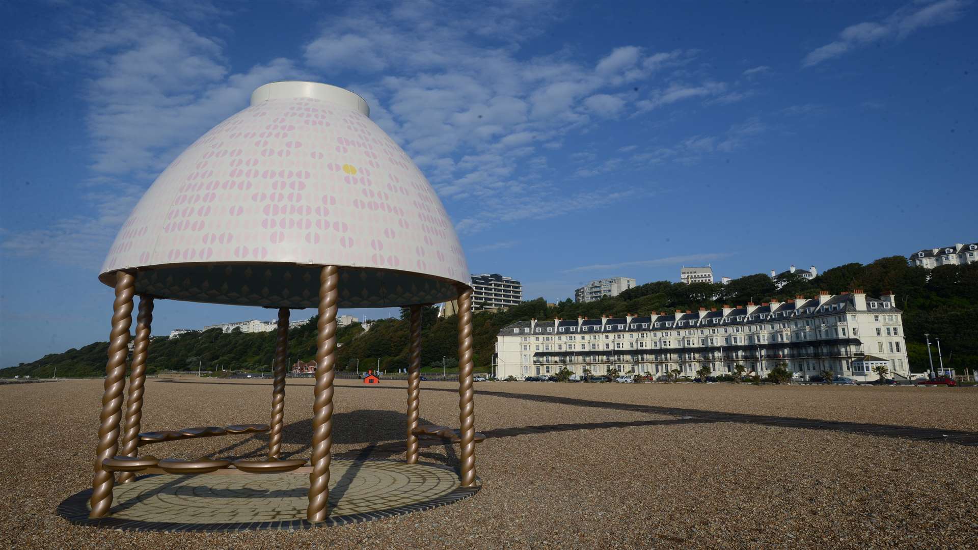 Turner prize-winning artist Lubaina Himid's Jelly Mould Pavilion on Folkestone sea front for the Triennial. Picture: Gary Browne