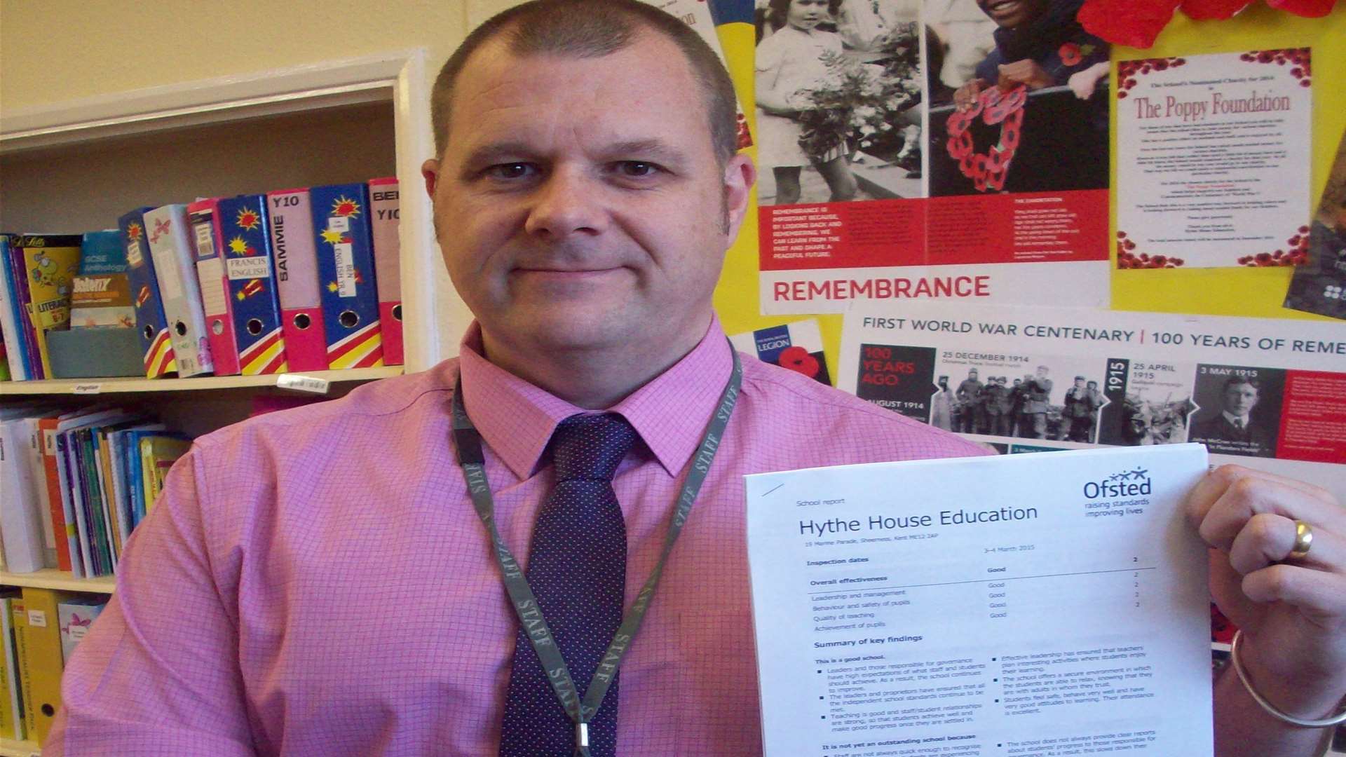 Head teacher of Hythe House, Robert Duffy with the school's Ofsted report