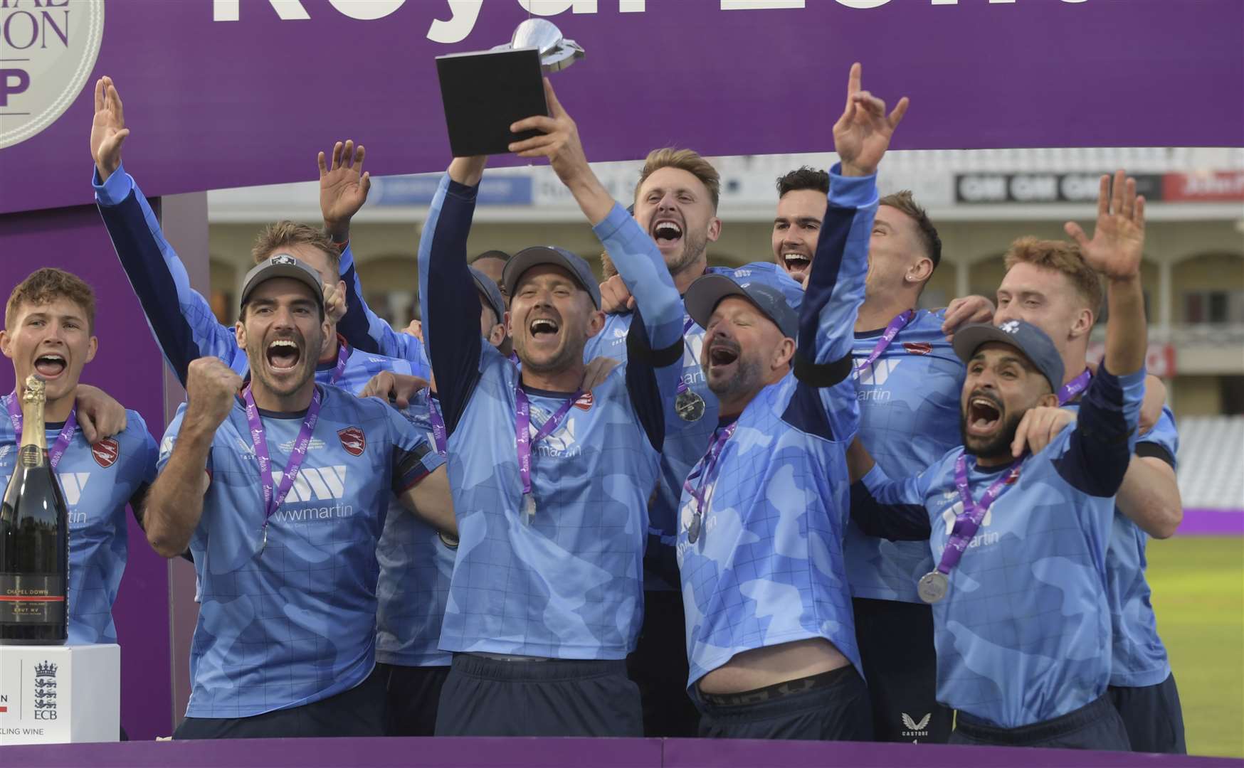 Kent win the Royal London One-Day Cup with Hamid Qadri, front row far right, among the celebrations. Picture: Barry Goodwin