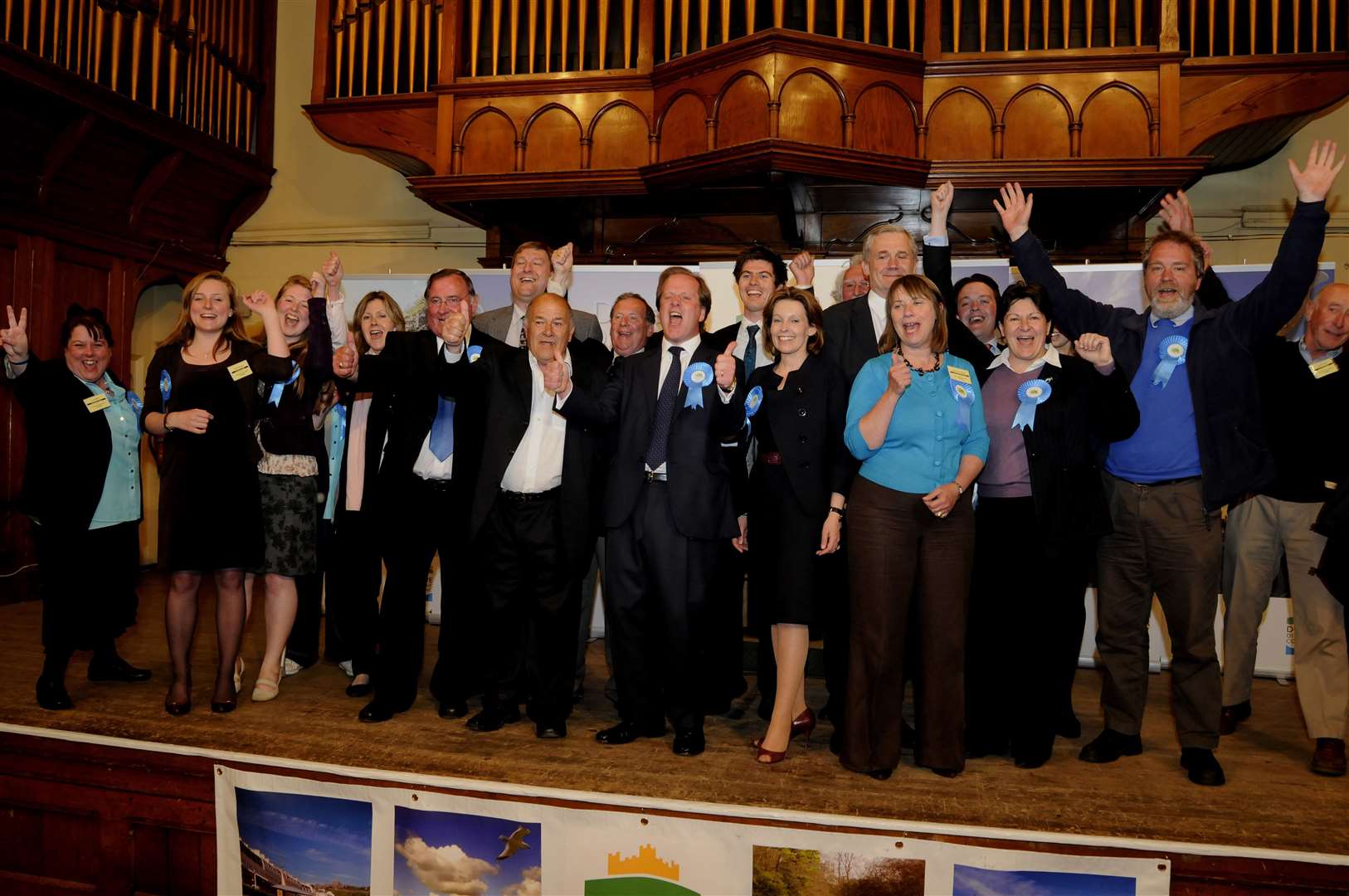 Charlie Elphicke and his supporters celebrate their victory at Dover Town Hall in 2010. Picture: Paul Amos