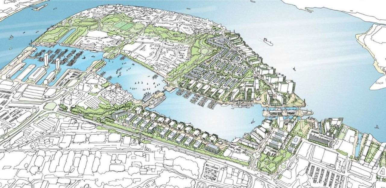 The Chatham Docks masterplan includes plans for 3,625 homes and one million sq ft of commercial land space. Picture: Peel L&P