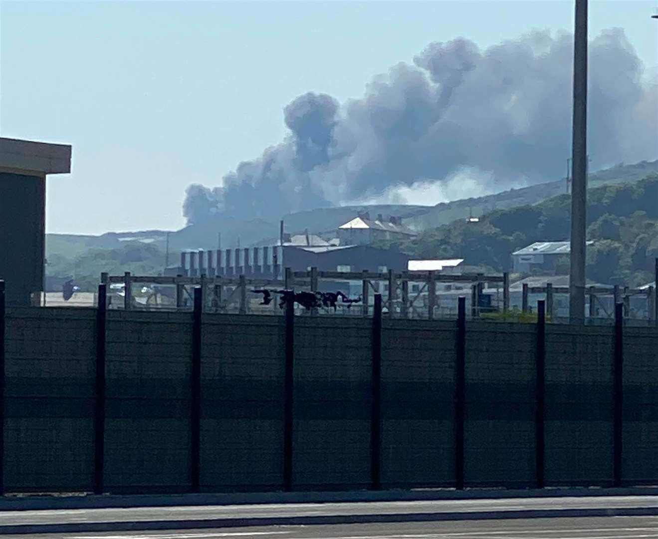 A view of the lorry fire from Dover seafront. Picture: David Joseph Wright
