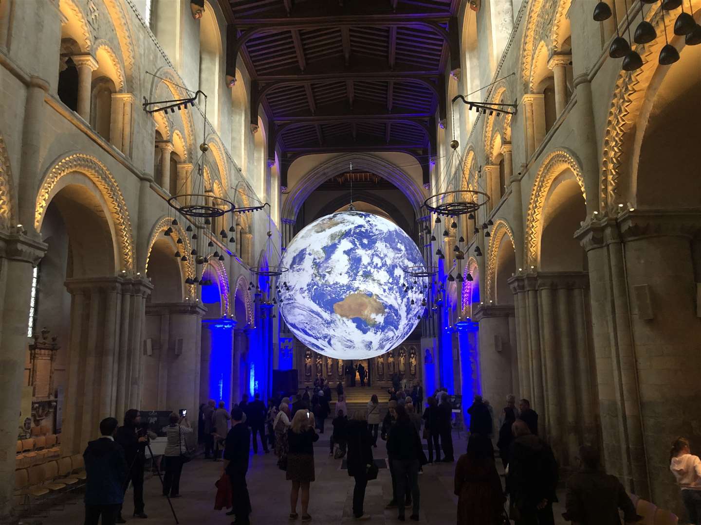 Luke Jerram's Earth art exhibition Gaia opens at Rochester Cathedral