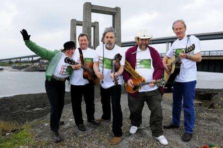Jo Eden, Chris Stearns, Steve Harding, Roy Middleton and Graham White, of Sheppey Folk and Blues Club who have formed a band to publicise the Save our Sheppey Campaign