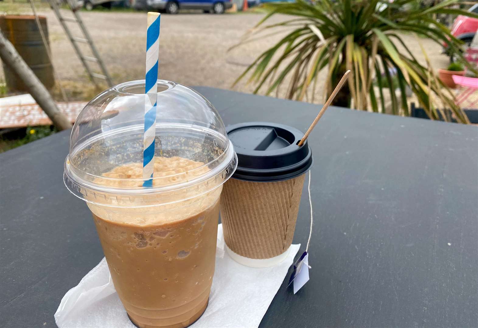 The coffee frappe and green tea with lemon were served up first. Picture: Sam Lawrie