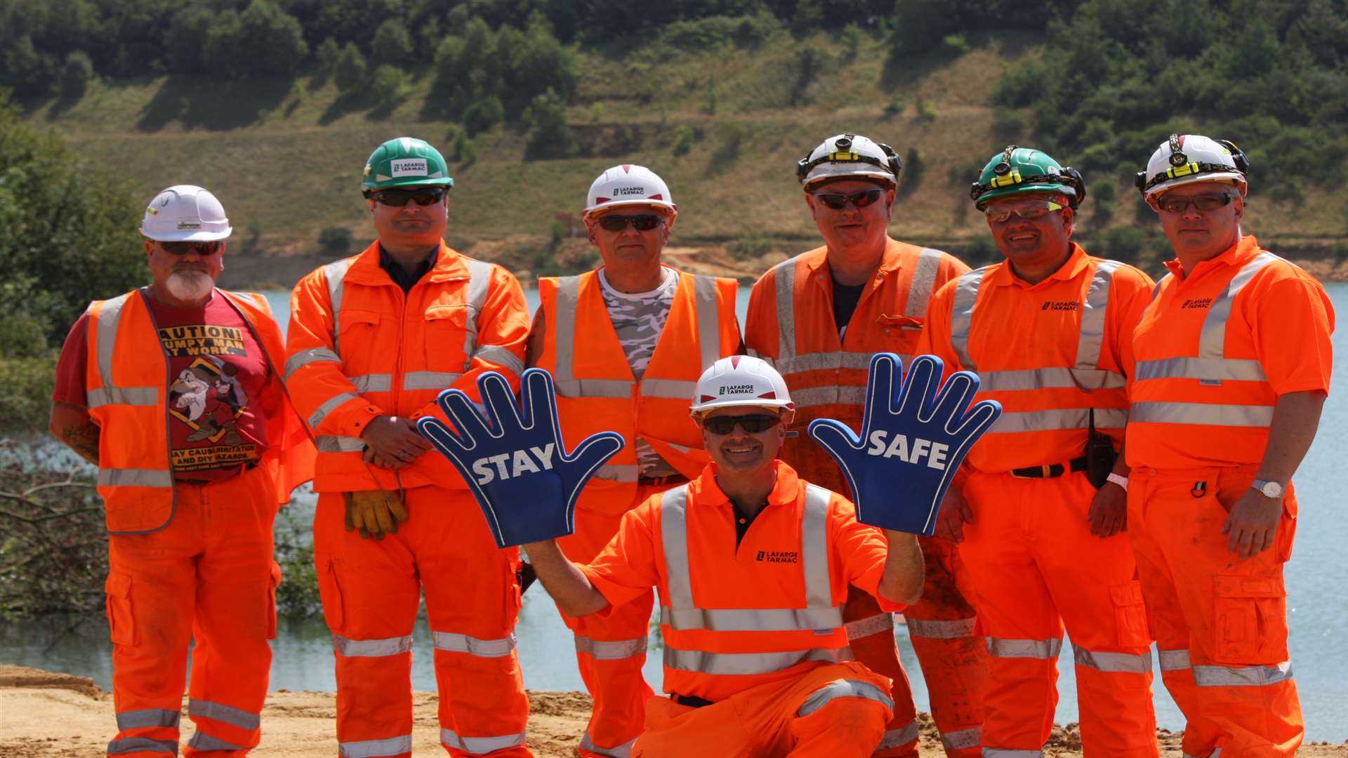 Lafarge Tarmac's staff including Tony Moore (front) were present at the Stay Safe event