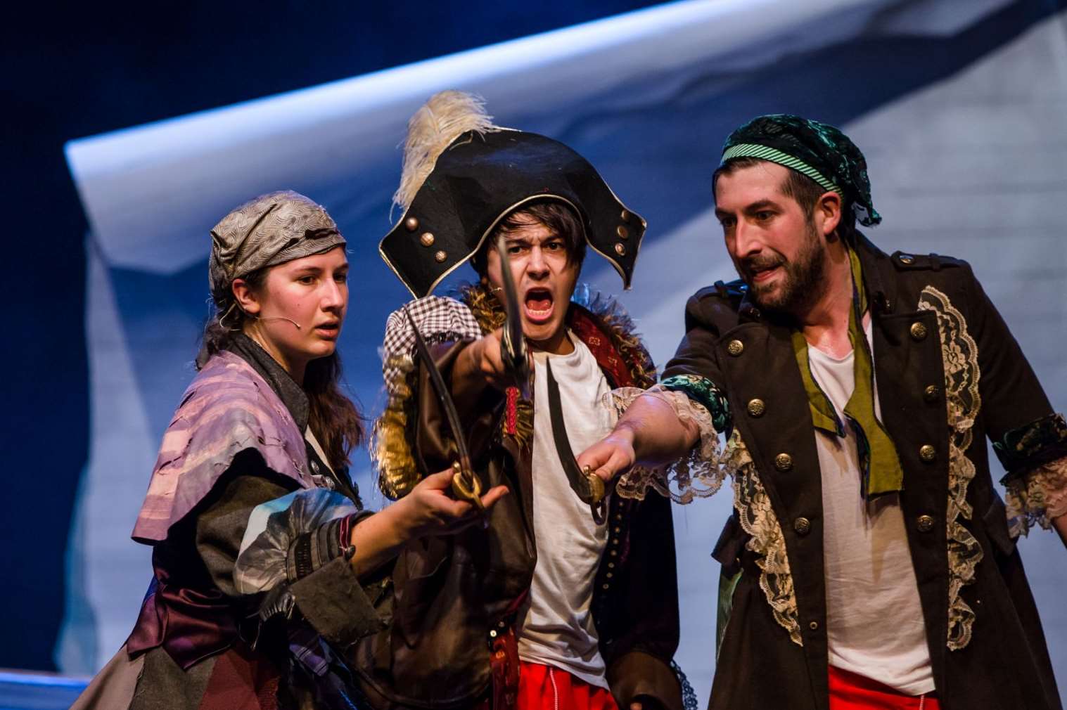 Flinn and his friends plan to escape from the pirate dinosaurs. Pic: Les Petits Theatre