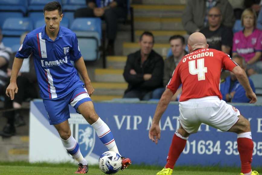 Joe Martin on the ball for Gillingham against Walsall Picture: Barry Goodwin