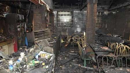 The scene of devastation inside the cafe. Picture: BARRY CRAYFORD