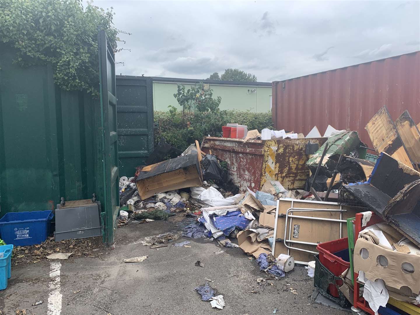 Damage to storage units at South Avenue Primary School in Sittingbourne