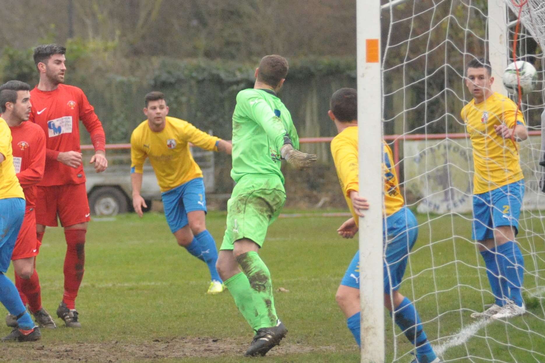 Sheppey United conceded five goals on an afternoon to forget against Hollands & Blair Picture: Steve Crispe