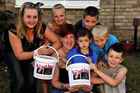 Natalie and Oliver Smith with Jade Carpenter and friends who are planning a sponsored walk