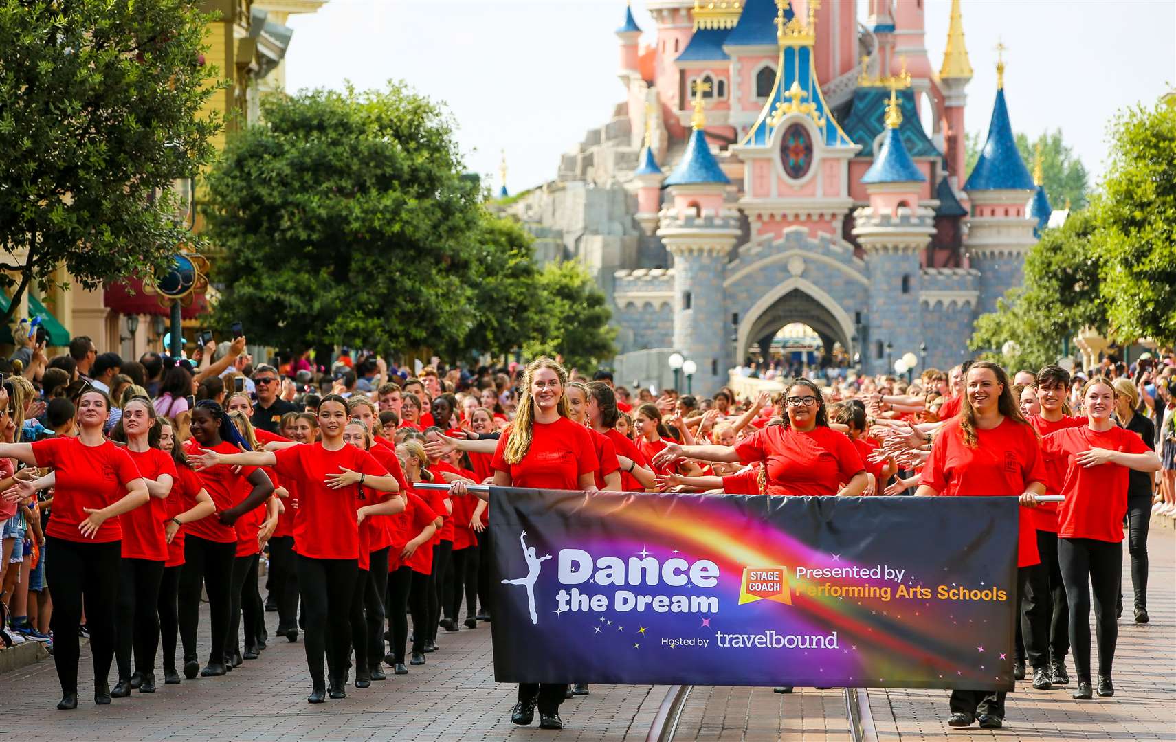 The “Dance The Dream” pre-parade outside Cinderella’s Castle. Picture: Simon Drake Photography