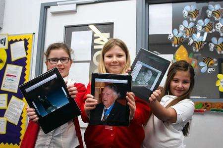 Alicia, Aisha and Lily with the new iPads provided by Richmond Primary school