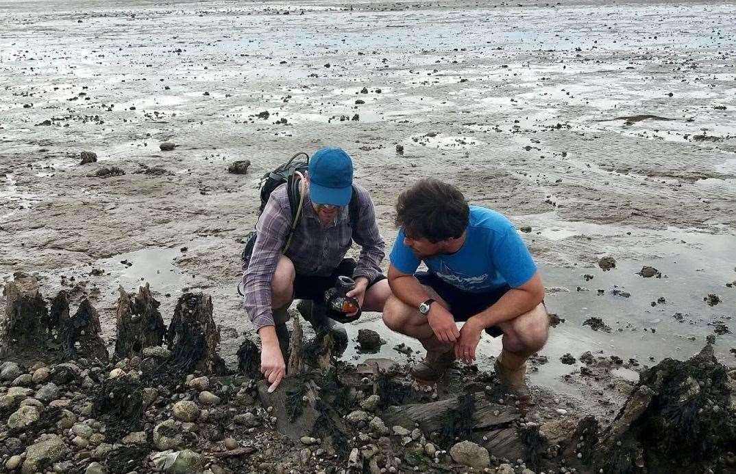 Archaeologists from Timescapes Kent examining the early 18th century wreck. Picture: Timescapes Kent