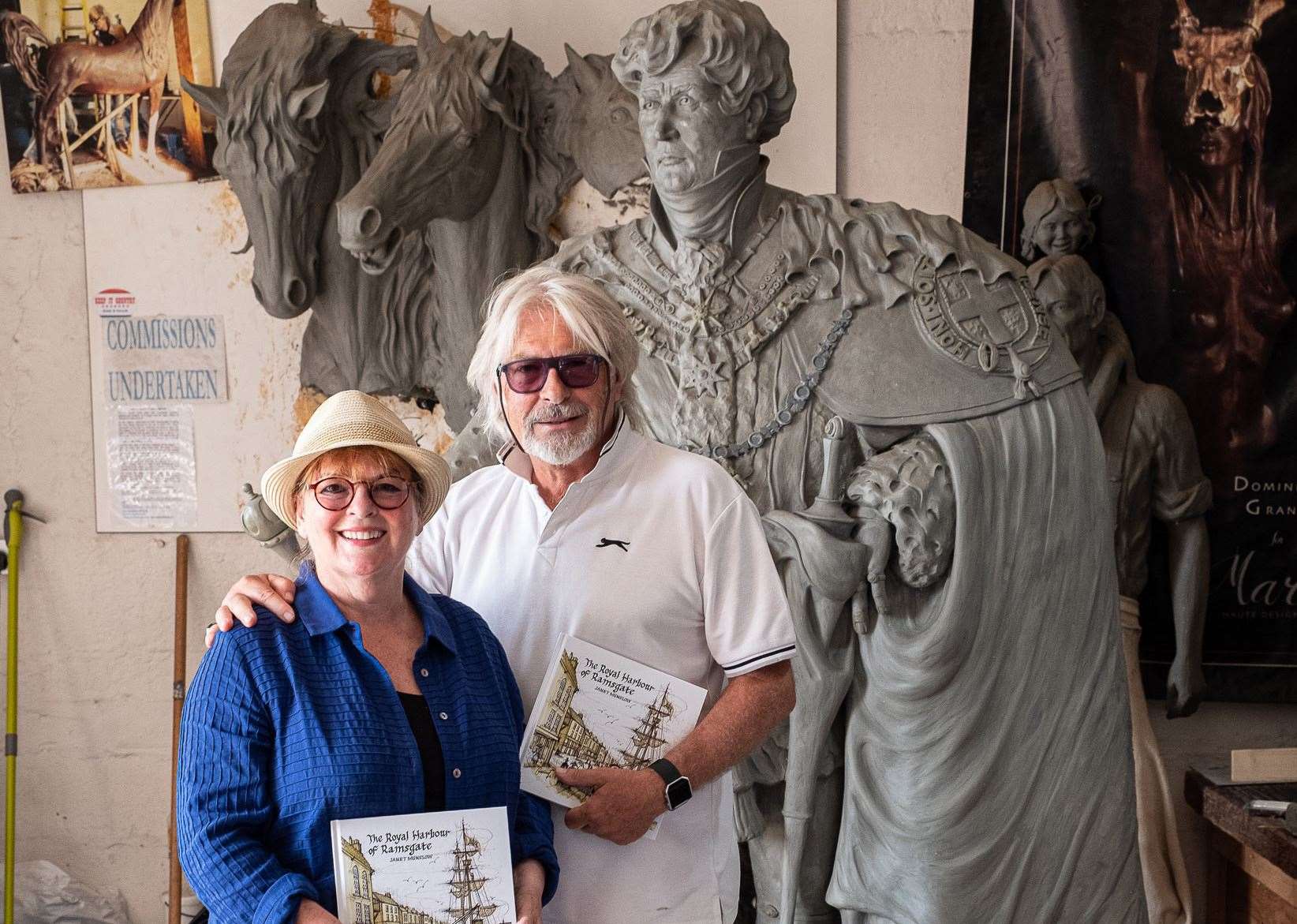 Actress Brenda Blethyn is supporting the appeal and has donated towards the completion of a statue to mark the 200th anniversary of the naming of the town as a Royal Harbour. She is pictured with the statue's creator Dominic Grant. Picture: Royal Harbour 200th Anniversary Festival