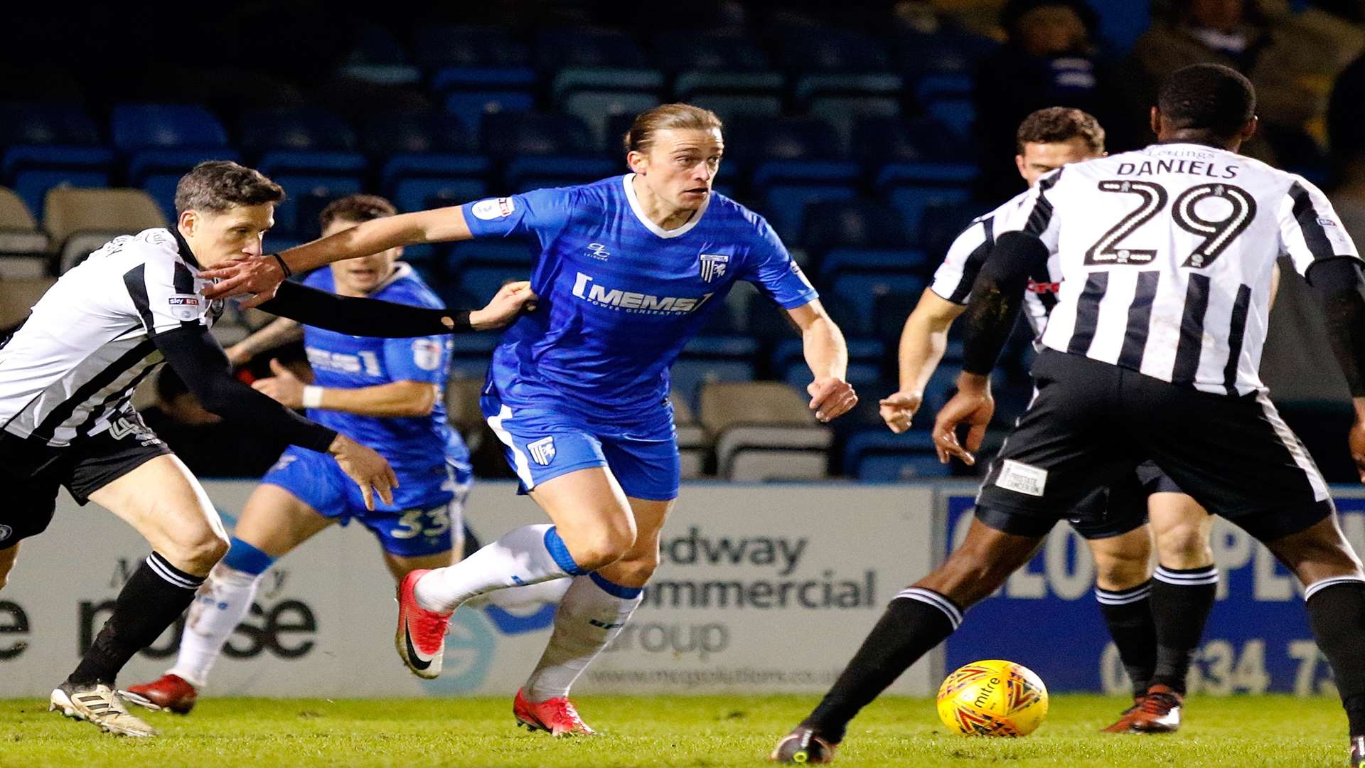 Tom Eaves runs at the Rochdale defence Picture: Andy Jones