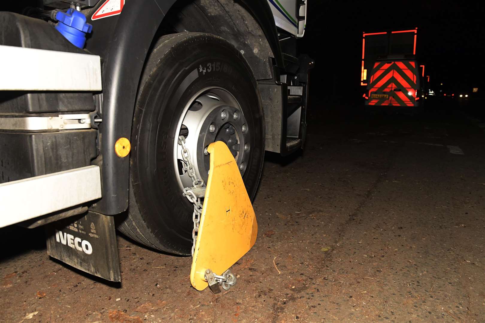 One of the 2,500 lorries clamped over the course of the experimental scheme.