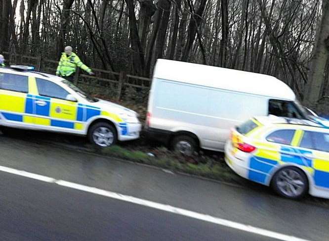 The van was stopped using a stinger device. Picture: Ben Tavener.