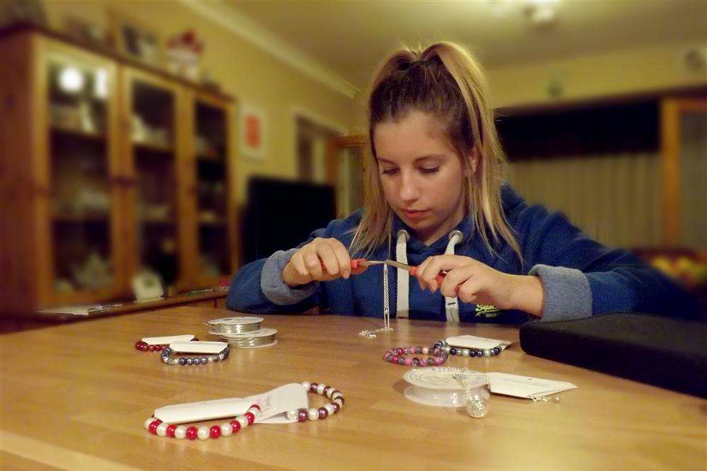 Charlotte Bareham, 14, from Sittingbourne, who has started her own jewellery business