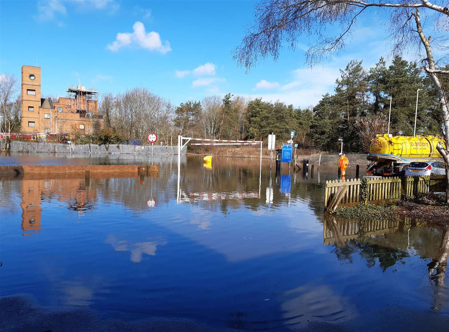 The Henwood car park, owned by Ashford Borough Council, is flooded