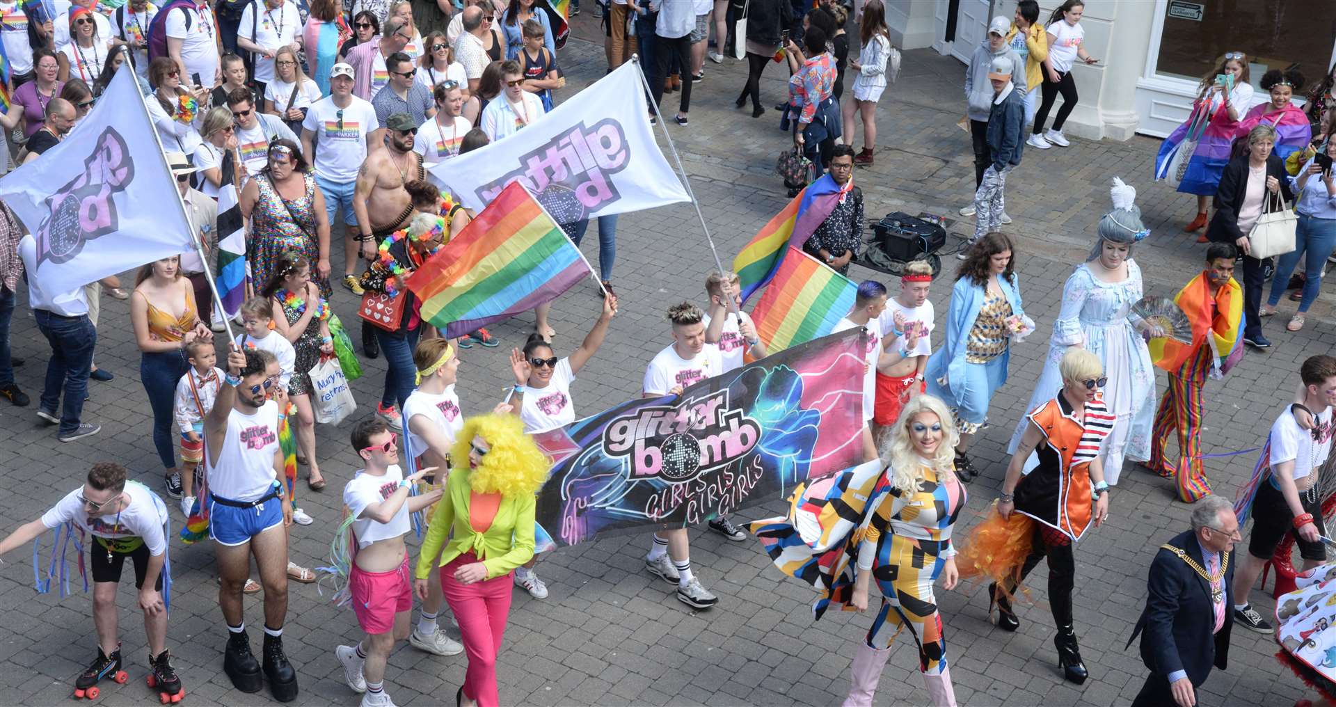 Canterbury Pride 2019 makes its way through the city. Picture: Chris Davey