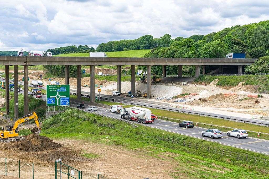 Work at the M2 junction 5 improvement scheme by Stockbury Roundabout. Picture: National Highways