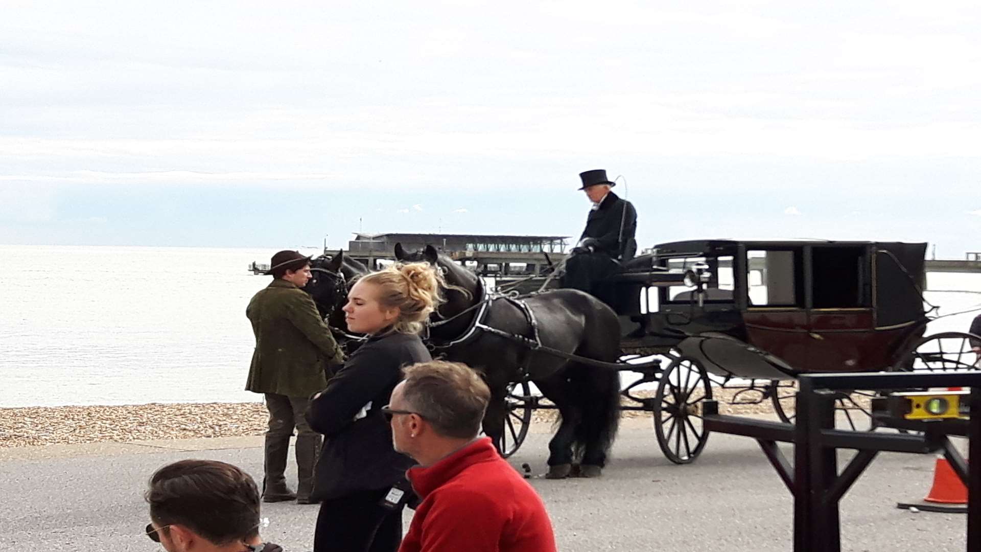 Two black horses are also on set