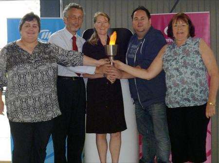 Medway Sunlight Rotary Club members Bill Parkinson, Nicola Roesch, Sonia Allen, Jane Loder and Steve Randerson, who are Paralympic torchbearers.