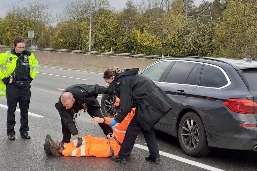 Yesterday 16 people were arrested and 22 were charged following the demonstration on the M25. Picture: Essex Police