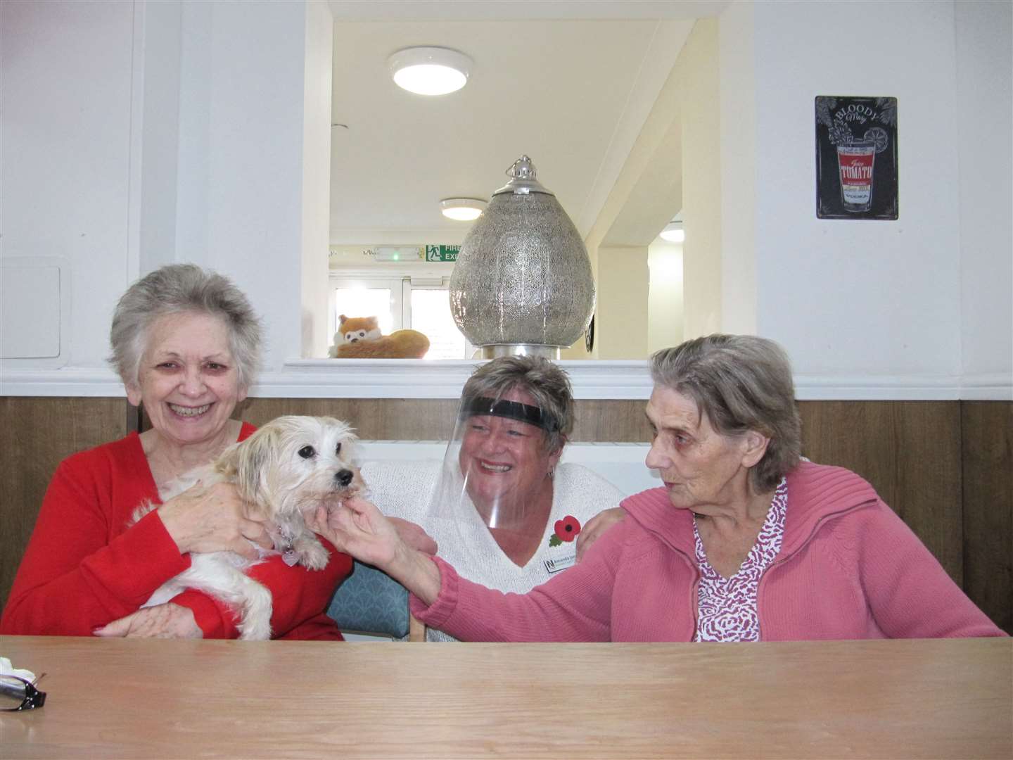 From left, resident Margaret Newham, business support officer Amanda Jones, and resident Pat Barnes with Roxi. Picture: Nellsar