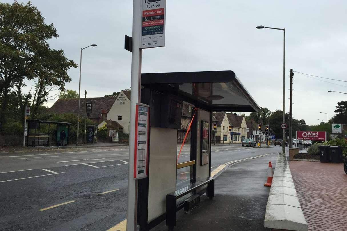 A bus stop opposite Wealden Hall, in Larkfield, was targeted.