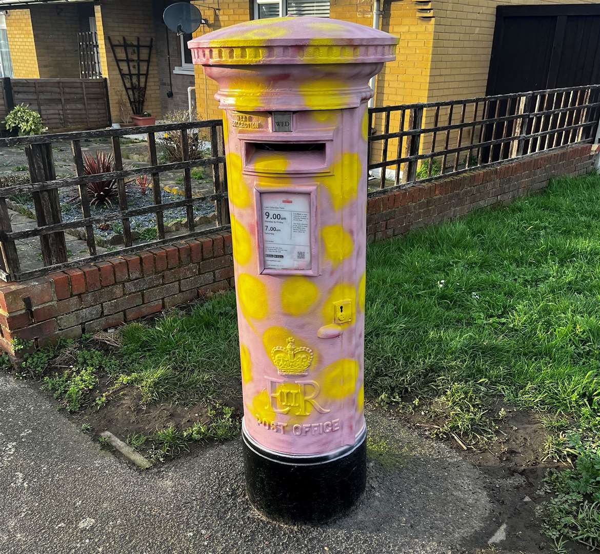 A 'Mr Blobby' post box in Joyce Green Lane, Dartford