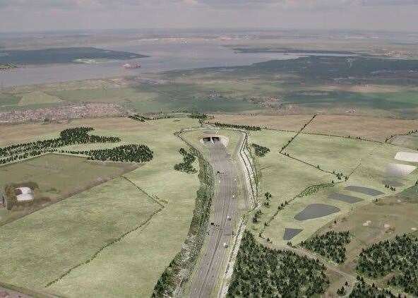 Lower Thames Crossing south portal and chalk park. Image: National Highways