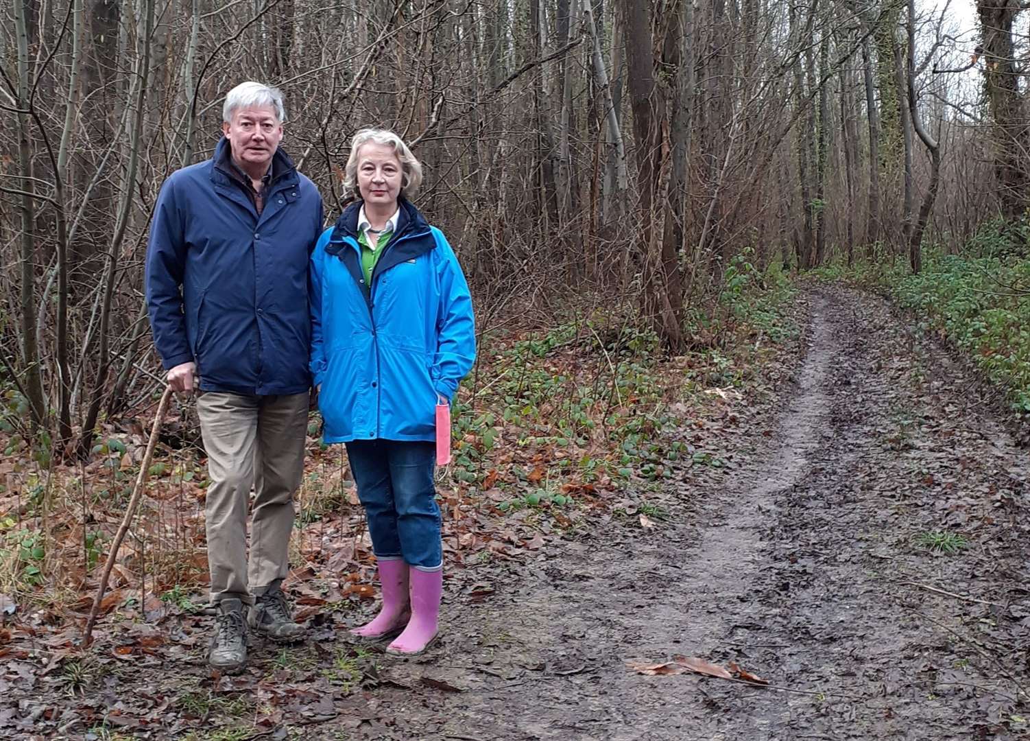 David and Jilly Bradshaw in Pitt Wood Aylesham which they fear could be carved up into small, private plots
