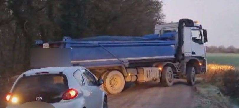 A lorry with no number plates was caught on camera by TalkTV at Hoad’s Wood. Picture: Talk Today/TalkTV
