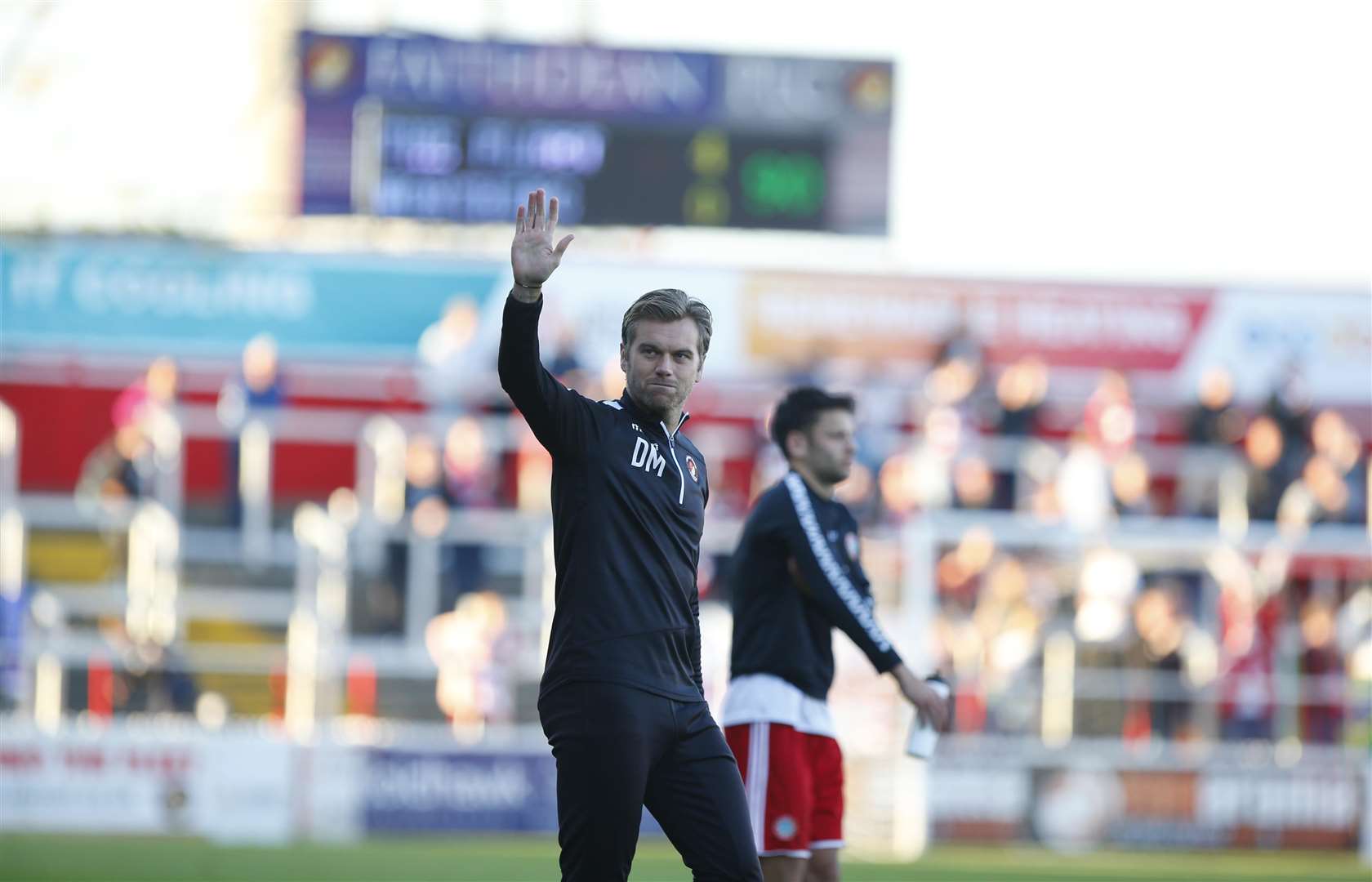 Daryl McMahon waves to the Ebbsfleet supporters Picture: Andy Jones