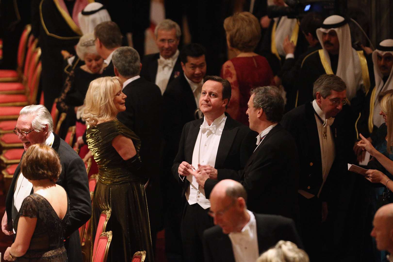 The then-prime minister David Cameron at the state banquet for the Amir Sheikh Sabah Al-Ahmad Al-Jaber Al-Sabah of Kuwait in Windsor Castle in 2012 (PA)