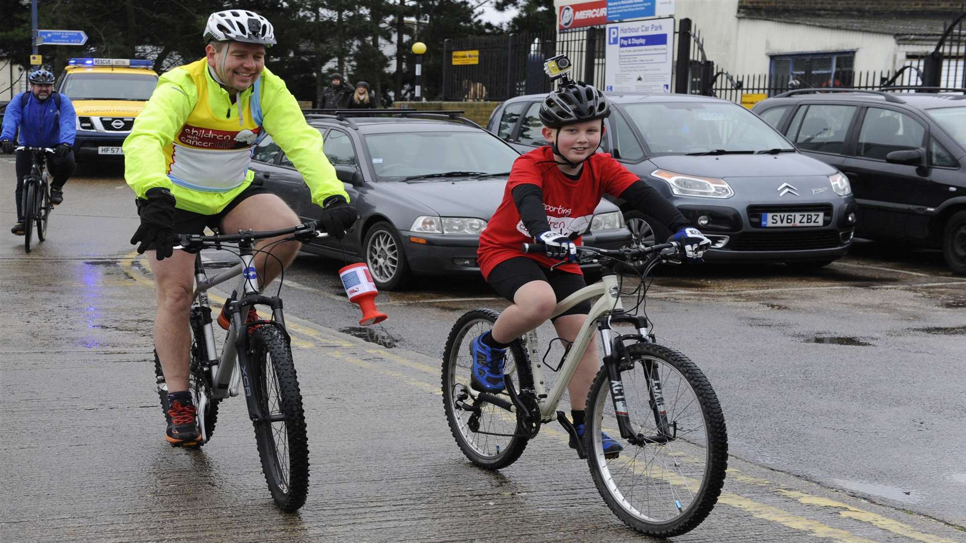 Ten-year-old Josh Stickels cycles from Herne Bay to Whitstable for charity with his dad Matt