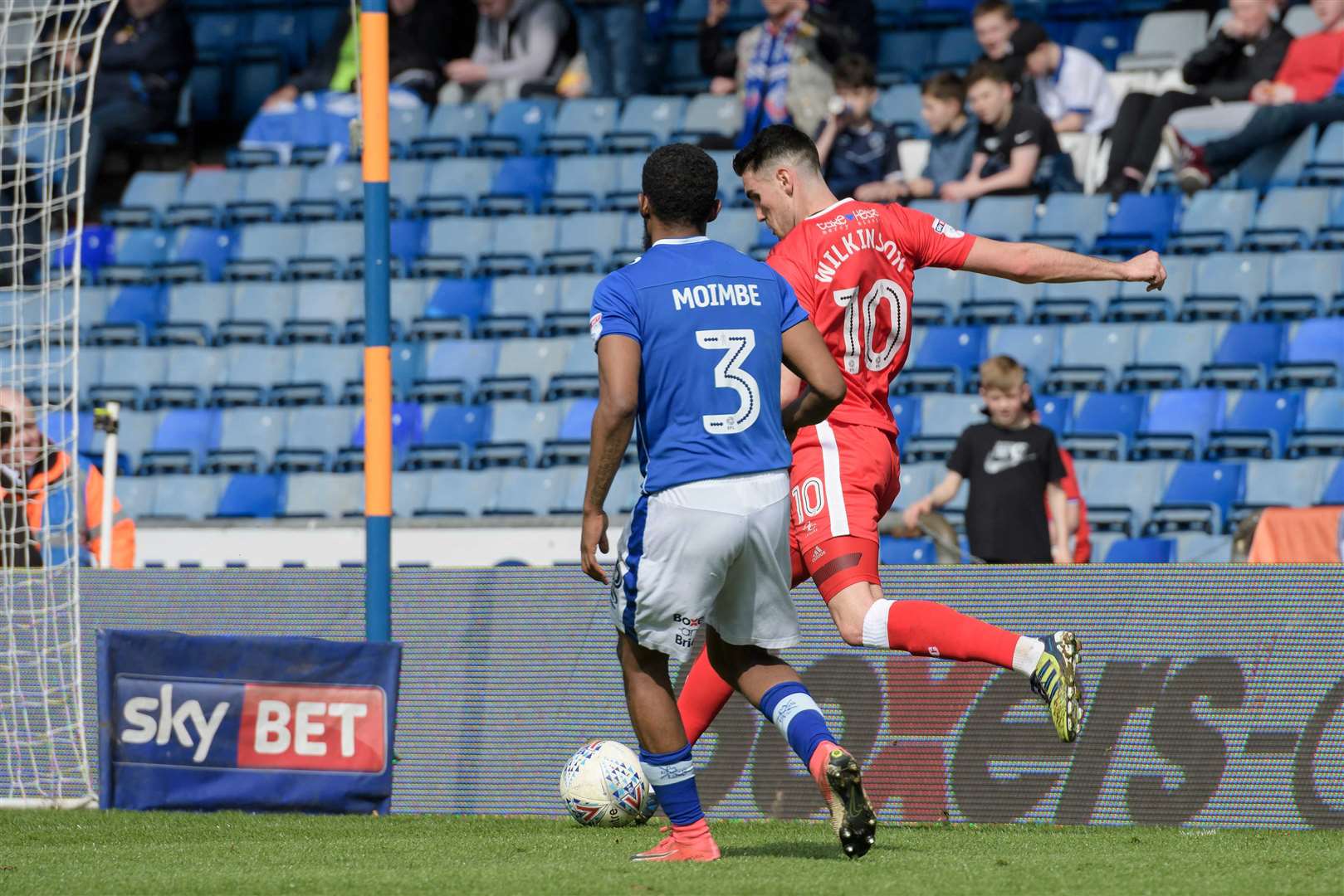 Conor Wilkinson shoots at goal but is denied Picture: Andy Payton